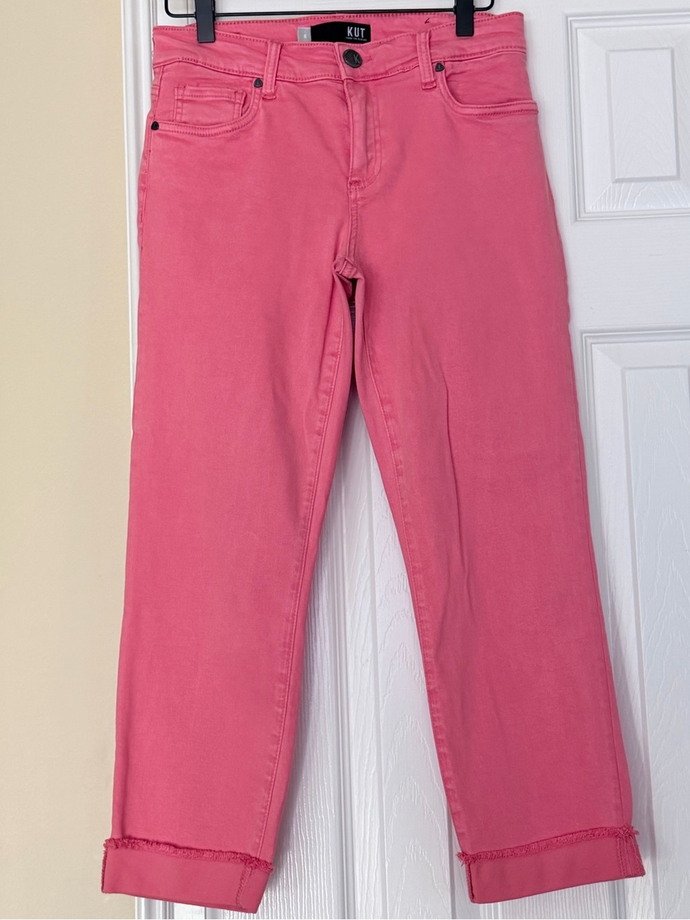 Kut From The Kloth Amy Crop Straight Leg Coral Jeans Size 6